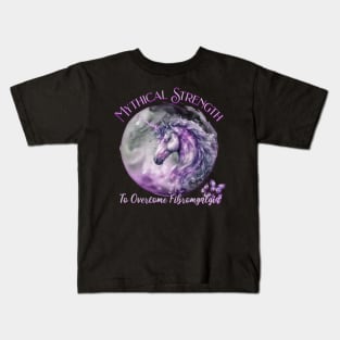 Fibromyalgia Awareness Mythical Strength To Overcome Fibromyalgia Unicorn Kids T-Shirt